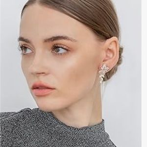 Earrings Elegant Dangle Drop CZ Marquise Cubic Zirconia AAAAA 18K Gold Plated